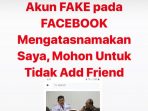 Gawat, Oknum Tak Dikenal Gunakan Facebook Atas Nama Walikota Jakarta Selatan