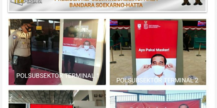 Polresta Bandara Soekarno-Hatt Pasang Spanduk & Videotron Himbauan “Ayo Pakai Masker”