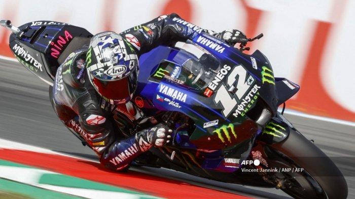 fabio quartararo dalam balapan di motogp belanda sirkuit assen