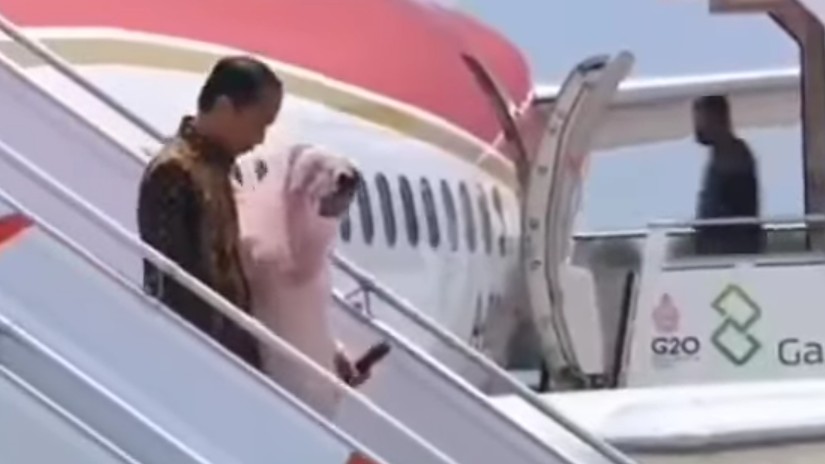 Video Ibu Negara Terpeleset Saat Turun dari Tangga Pesawat Kepresidenan Viral 1 IMG 20221114 141933