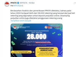 PPATK Blokir 28.000 Rekening Terkait Judol, Penipuan, Narkoba