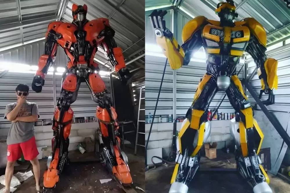 Tegal Laka Laka, Kecerdasan Umar Sulap Onderdil Bekas Jadi Replika Robot 1 robot bahan barang rongsokanok 726989374