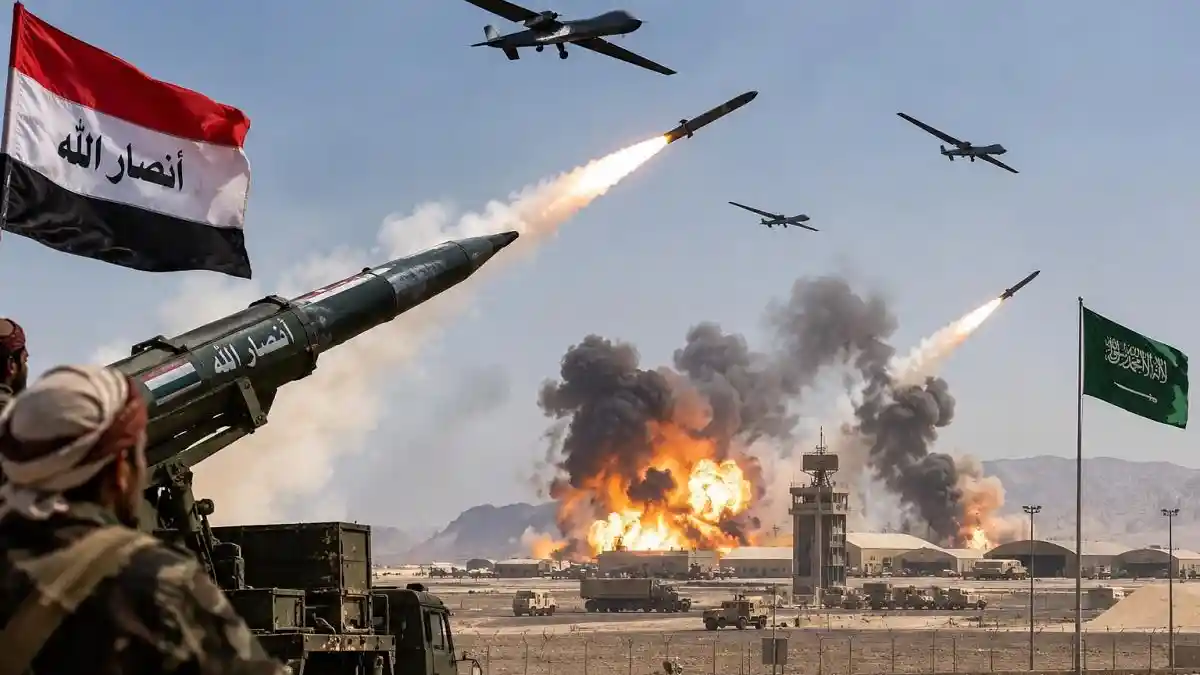 Peringatan Darurat di Tiga Kota Arab Saudi di Tengah Ketegangan dengan Houthi 1 Kelompok Houthi Yaman melancarkan serangan terhadap pangkalan militer Arab Saudi